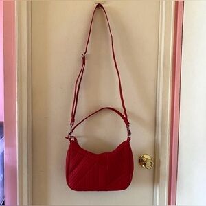 NWT Vera Bradley Red Frannie Quilted Fabric Bag with Removable Crossbody Strap